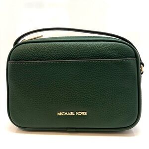 Michael Kors Jet Set Small Leather Camera Crossbody Bag Moss